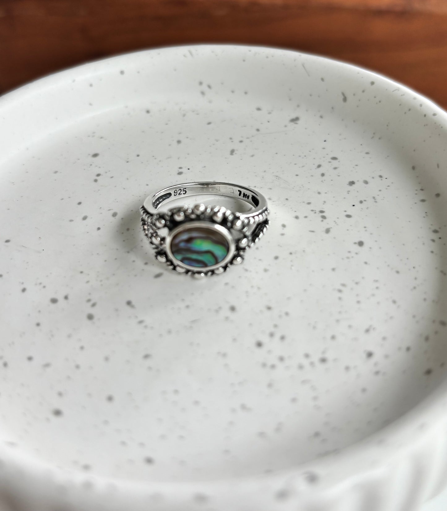 Vintage Sterling Silver Abalone Ring