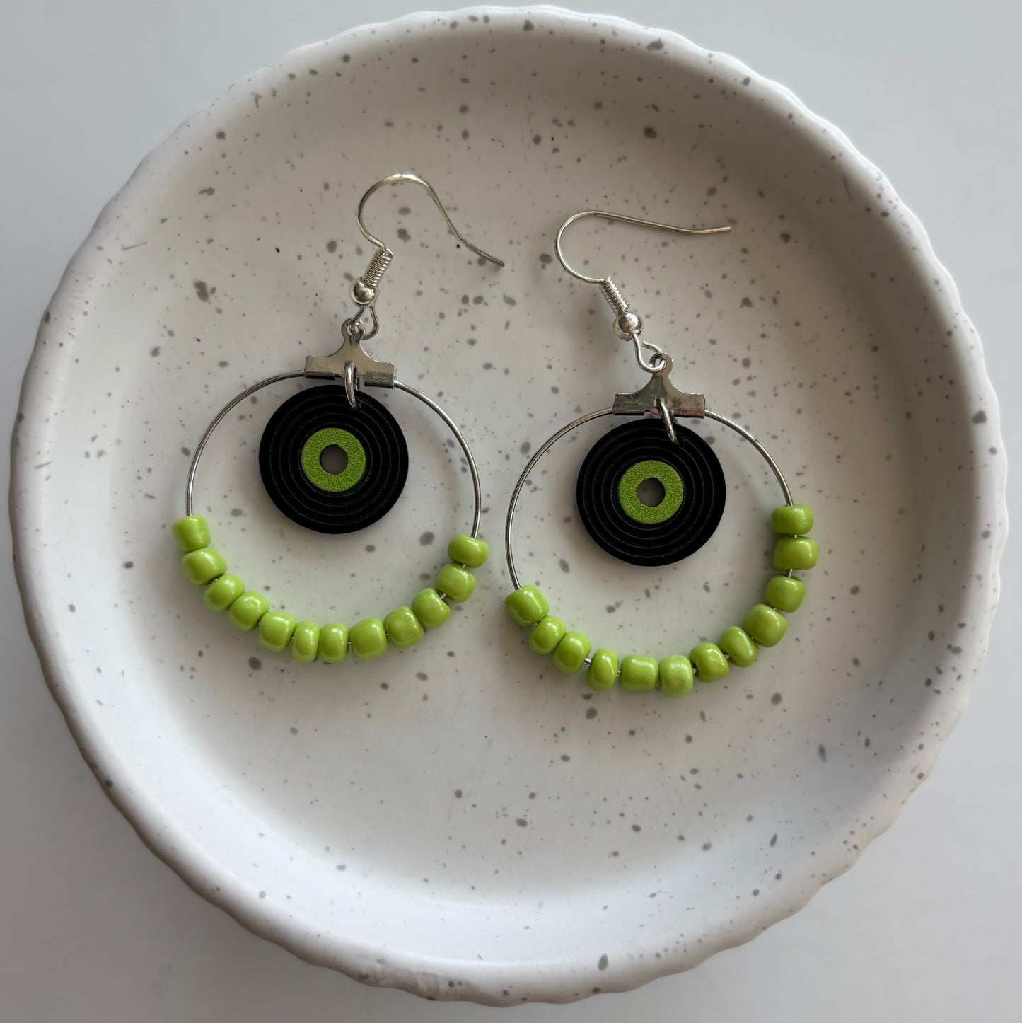 Vinyl record hoop earring