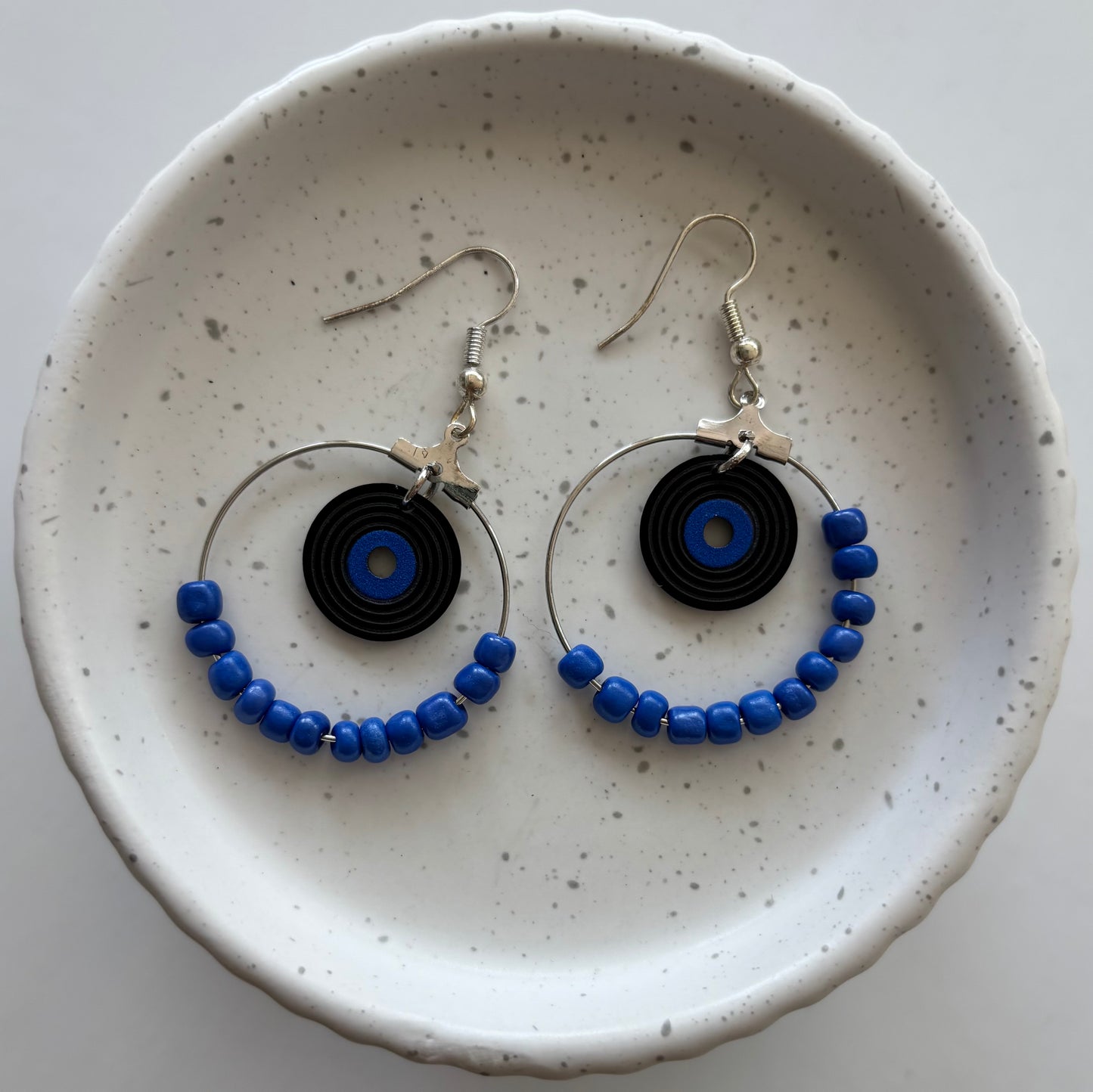 Vinyl record hoop earring