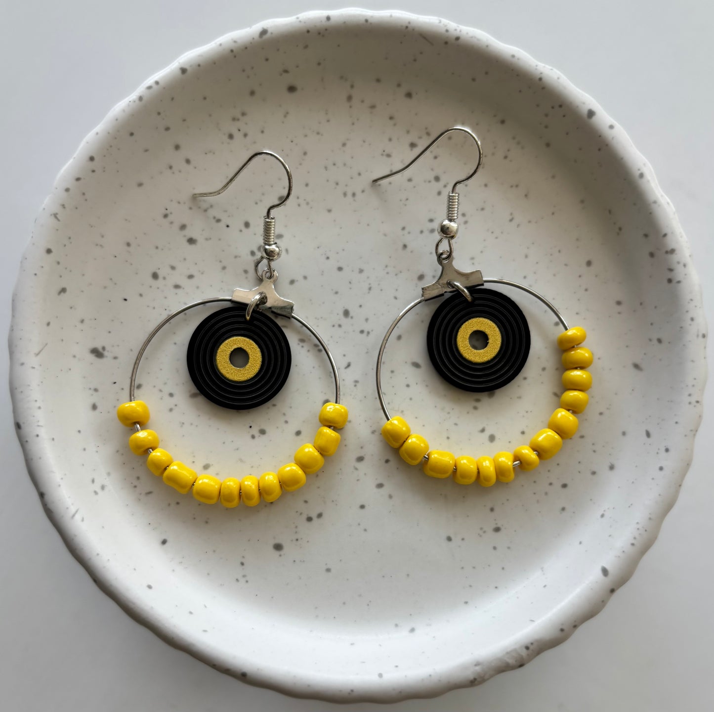 Vinyl record hoop earring