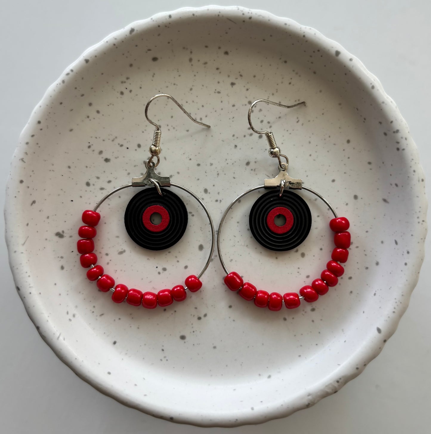 Vinyl record hoop earring