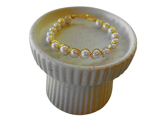 Braided Faux Pearl Bracelet